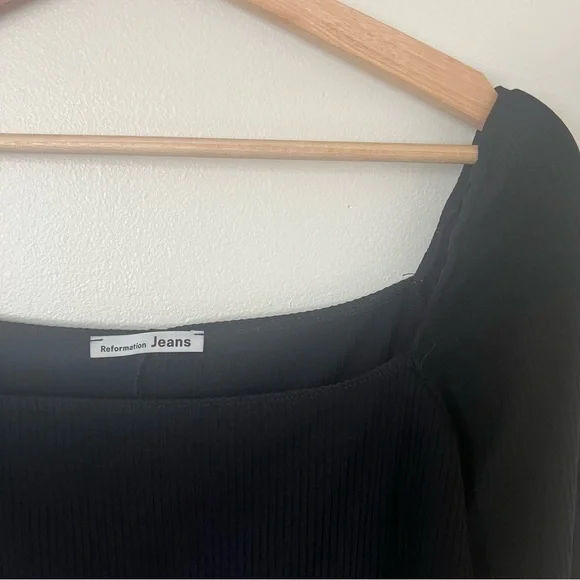 Reformation Gaia Black Bodysuit Long Sleeve Size Large - Picture 4 of 8